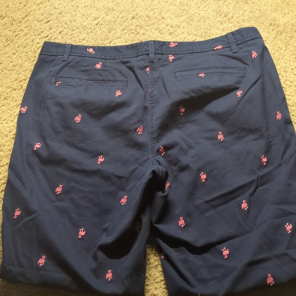 Talbots Navy Pants with Embroidered Flamingos - Picture 4 of 4